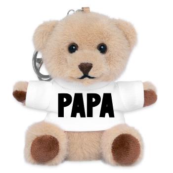 PAPA. VATERTAG. FROHER VATERTAG. ALLES GUTE ZUM GEBURTSTAG. - Teddy Schlüsselanhänger - Weiß - Vorne
