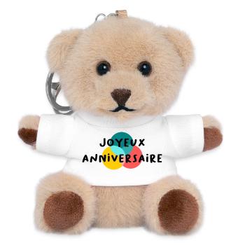 ALLES GUTE ZUM GEBURTSTAG. ALLES GUTE ZUM GEBURTSTAG. JAHRESTAG. - Teddy Schlüsselanhänger - Weiß - Vorne
