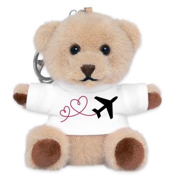Airplane with 2 hearts - Teddy Keyring - white - Front