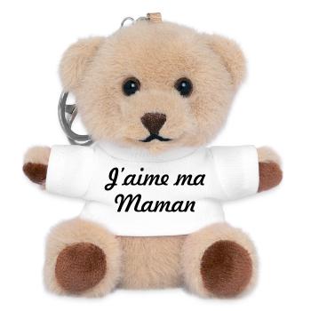 J'aime ma maman - Fête des Mères - Porte-clés ourson - blanc - Devant