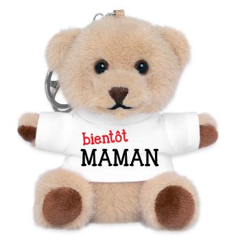 bientôt Maman ! Cadeau de grossesse - Porte-clés ourson - blanc - Devant