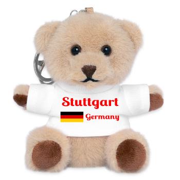 Stuttgart Deutschland - Stilvolle Drucke - Teddy Schlüsselanhänger - Weiß - Vorne