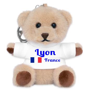 Lyon France- Stylish prints - Teddy Keyring - white - Front