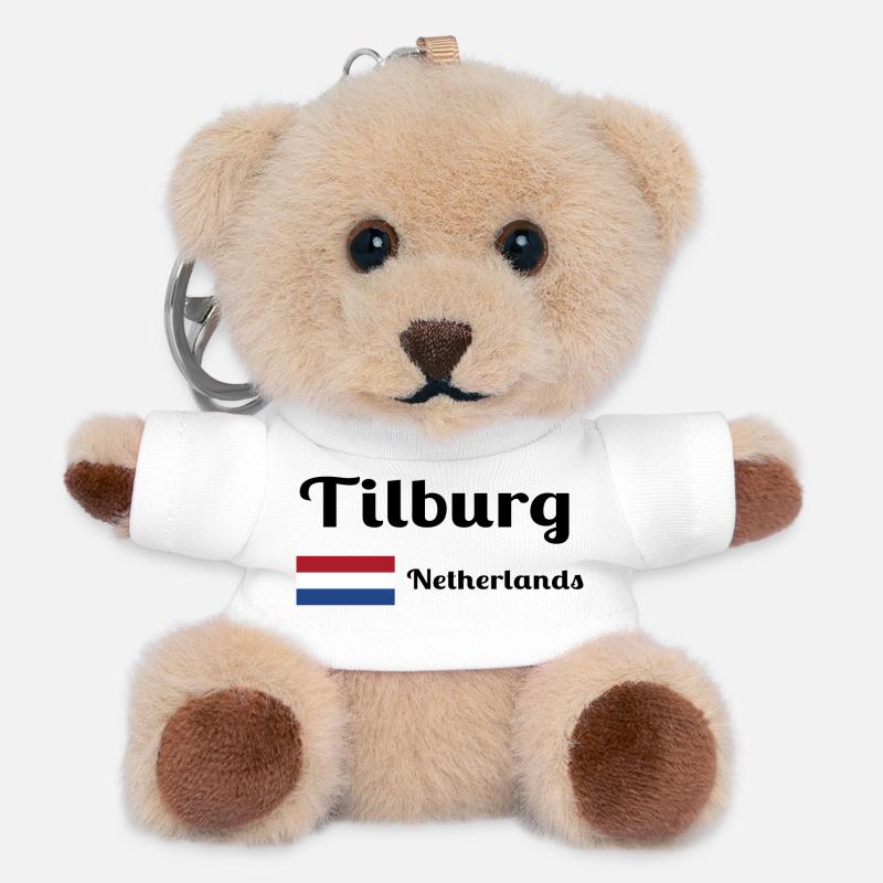 Tilburg, Pays-Bas- Imprimés élégants - Porte-clés ourson - blanc
