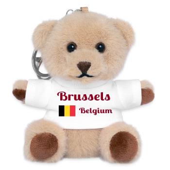 Brussels Belgium- Stylish prints - Teddy Keyring - white - Front