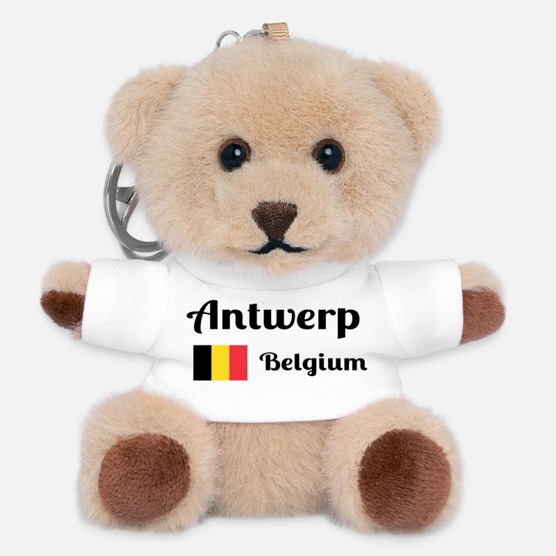 Antwerp Belgium- Stylish prints - Teddy Keyring - white