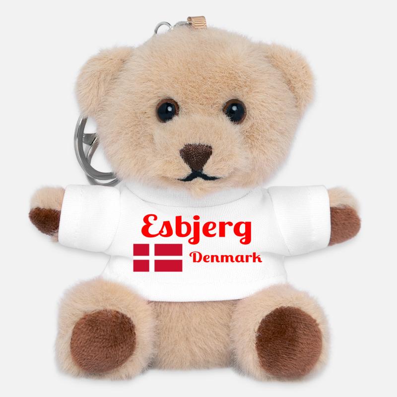 Esbjerg, Danemark - Imprimés élégants - Porte-clés ourson - blanc