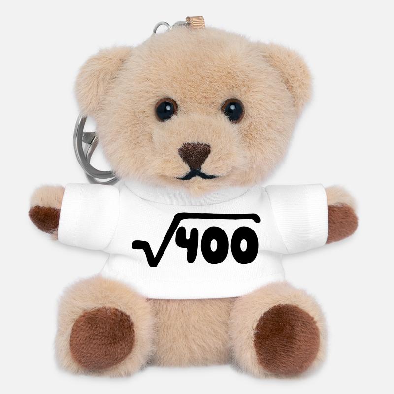 20th Birthday - Anniversary - Teddy Keyring - white
