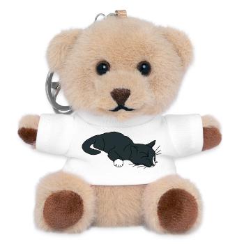 Schlafende Katze - Teddy Schlüsselanhänger - Weiß - Vorne