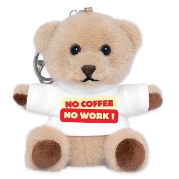 No Coffee No Work – Funny Retro Coffee Addic T-Shirt - Teddy Keyring - white - Front