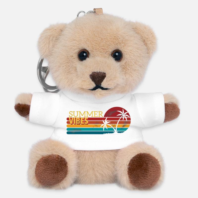 Vintage Summer Sunsets Design - Teddy Keyring - white