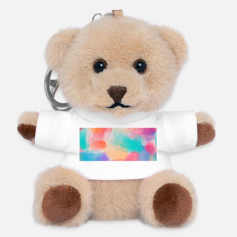 Couleurs vibrantes de l’aquarelle - Porte-clés ourson - blanc