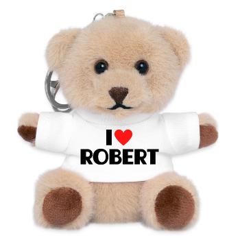 I Love Robert Red Heart Love Fan Gift - Teddy Keyring - white - Front
