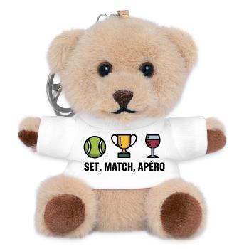 Set, Match, Tennis Humor Aperitif - Teddy Schlüsselanhänger - Weiß - Vorne