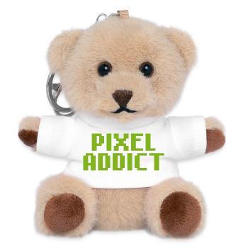 Pixel Addict Geek Retro-Gaming - Teddy Schlüsselanhänger - Weiß - Vorne