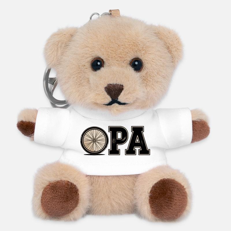 Vintage Bicycle Print Design "OPA" - Teddy Keyring - white