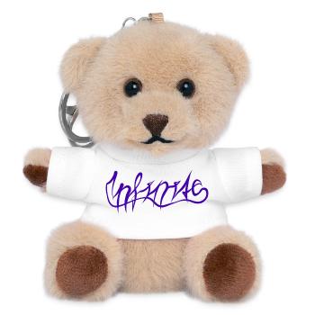 Lila Graffiti Schriftzug Muster - Teddy Schlüsselanhänger - Weiß - Vorne
