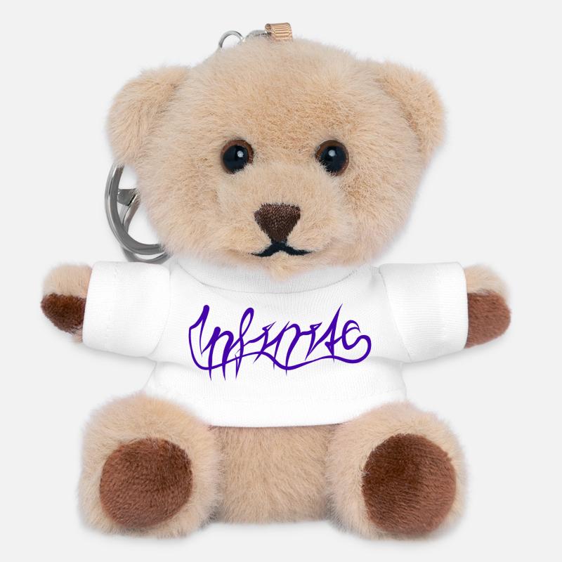 Purple Graffiti Lettering Pattern - Teddy Keyring - white