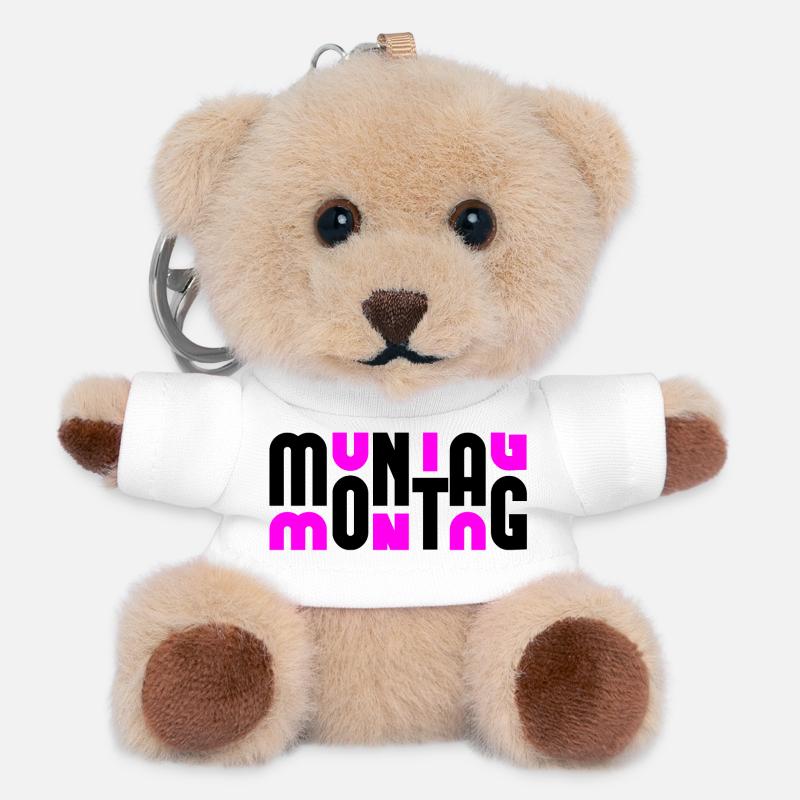 Monday Black/Pink - Teddy Keyring - white
