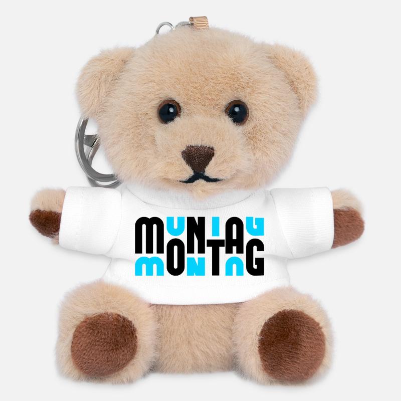 Monday Black/Cyan - Teddy Keyring - white