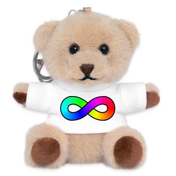 Autismus Regenbogen Unendlichkeit - Teddy Schlüsselanhänger - Weiß - Vorne