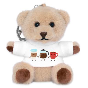 Lustiger Kaffee Cartoon Koffein Kunst - Teddy Schlüsselanhänger - Weiß - Vorne