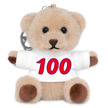 100. 100 YEARS. 100th ANNIVERSARY. BIRTHDAY 100 - Teddy Keyring - white - Front
