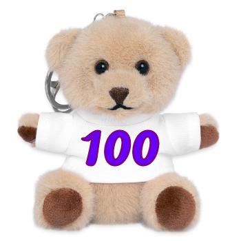 100. 100 ANS. 100e ANNIVERSAIRE. ANNIVERSAIRE 100  - Porte-clés ourson - blanc - Devant