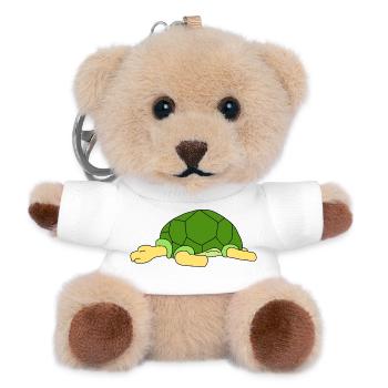 Cute Lazy Turtle Sleeping Funny Reptile Pet Owner - Teddy Keyring - white - Front