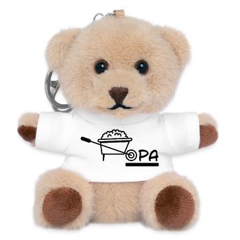Opa Schubkarren Gartenarbeit - Teddy Schlüsselanhänger - Weiß - Vorne