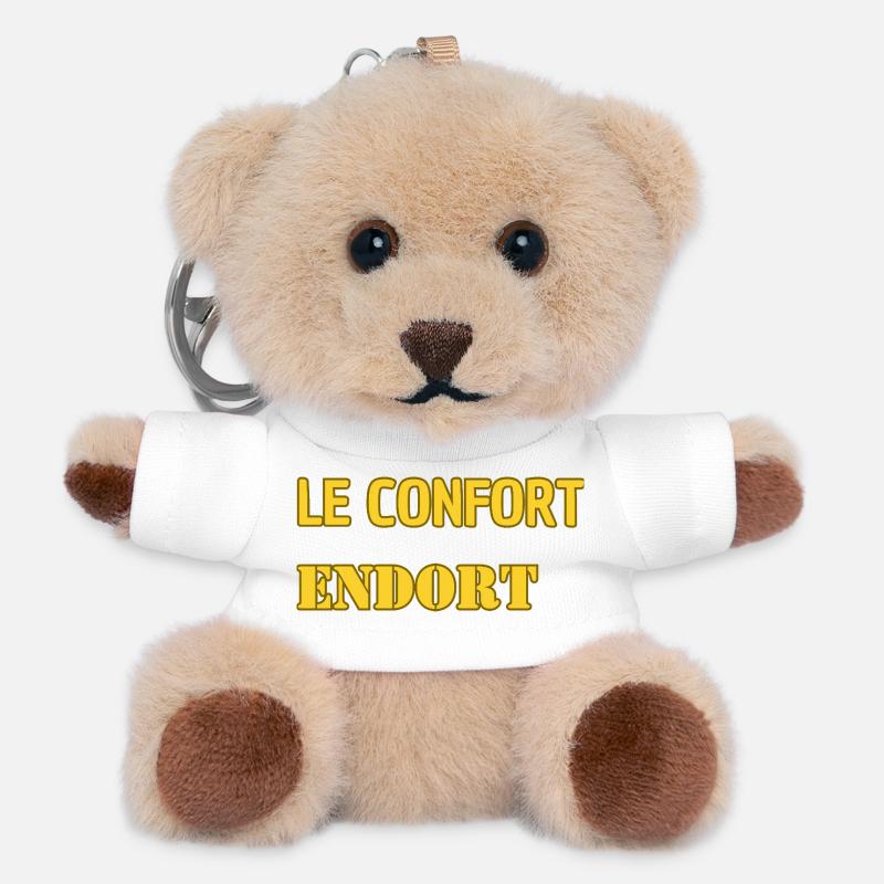 Le confort endort. - Porte-clés ourson - blanc