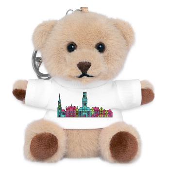 Brügge Stadtsilhuett Glockenturm Moderne Kunst - Teddy Schlüsselanhänger - Weiß - Vorne
