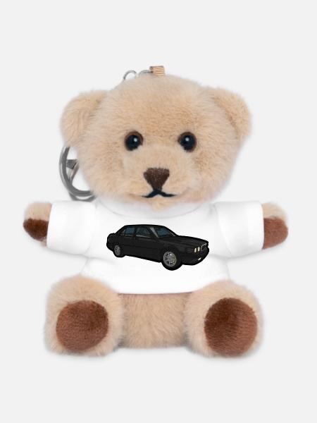Schwarzer Oldtimer Sedan - Teddy Schlüsselanhänger - Weiß