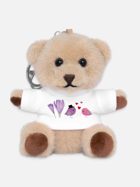 verliebte Vögel - Teddy Schlüsselanhänger - Weiß