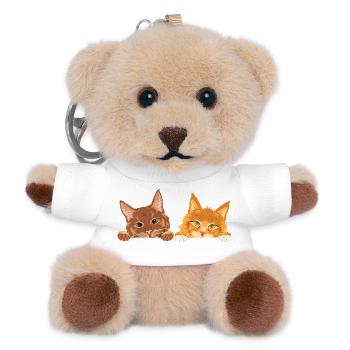 Peeking_cute_two_ginger_cats - Teddy Keyring - white - Front