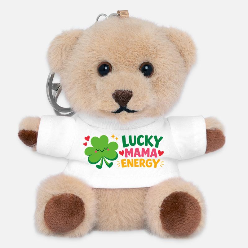 Lucky Mama Energie - Teddy Schlüsselanhänger - Weiß