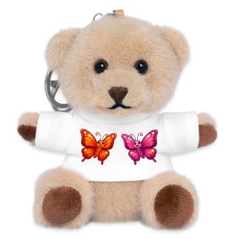Bunte Cartoon-Schmetterlinge - Teddy Schlüsselanhänger - Weiß - Vorne