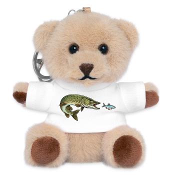 Hecht jagt Fisch - Teddy Schlüsselanhänger - Weiß - Vorne