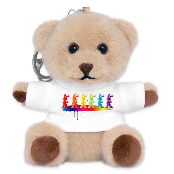 Colorful Bunnies Silhouette Rainbow Kids Motif - Teddy Keyring - white - Front