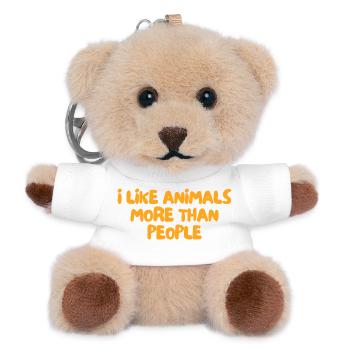 Ich mag Tiere mehr als Menschen - Teddy Schlüsselanhänger - Weiß - Vorne