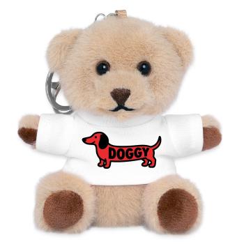 Dackel Hund Doggy Spruch Rot - Teddy Schlüsselanhänger - Weiß - Vorne