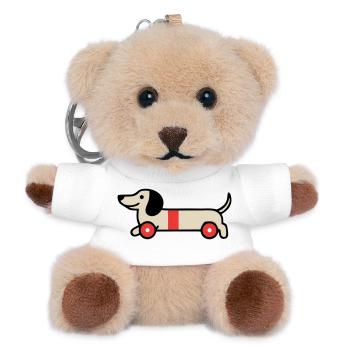 Dackel Spielzeug Holzrad Kind - Teddy Schlüsselanhänger - Weiß - Vorne