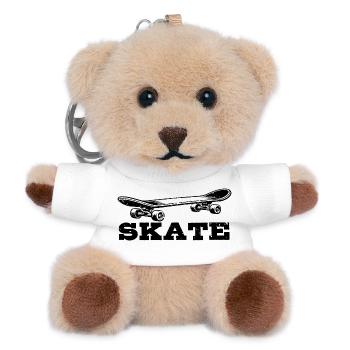 Skateboard | Skate | Skateboarder Gift - Teddy Keyring - white - Front