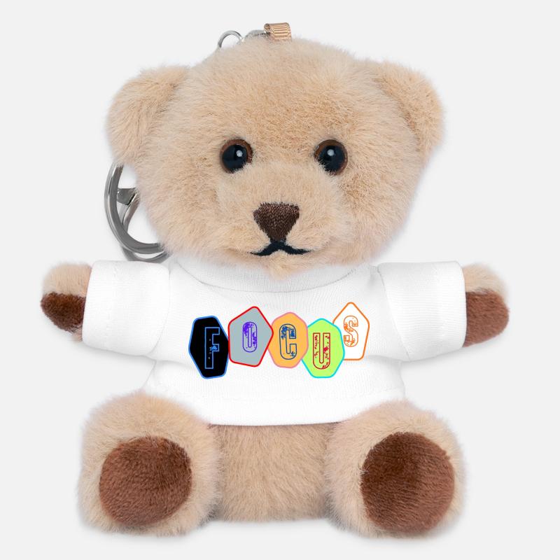 Focus in chrome blocks - Teddy Keyring - white