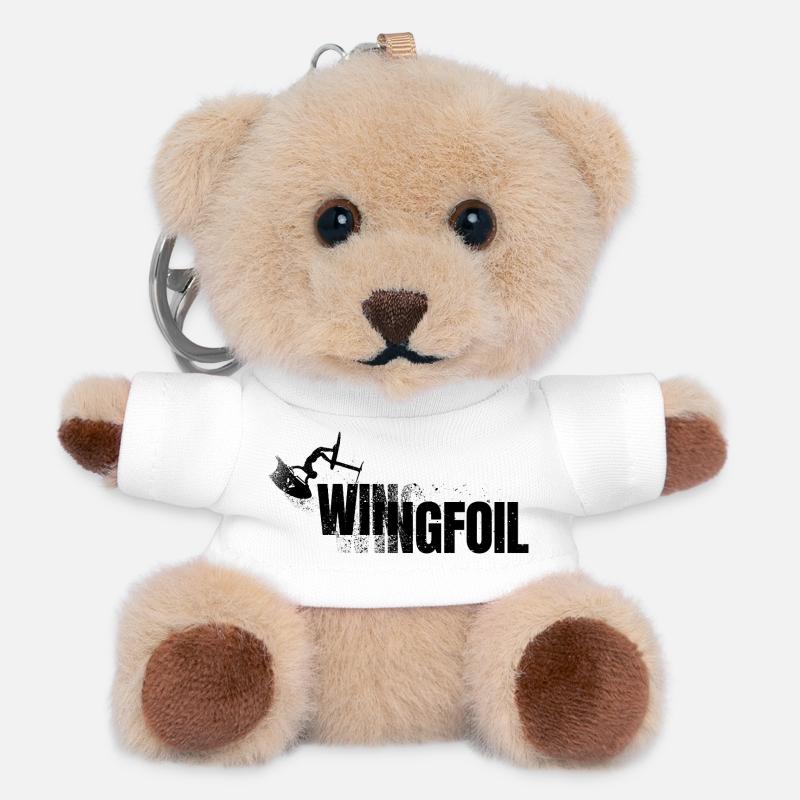 Wingfoiler with lettering - Teddy Keyring - white