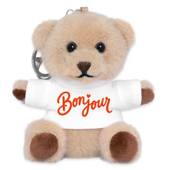 Bonjour with Love Heart in French France - Teddy Schlüsselanhänger - Weiß - Vorne
