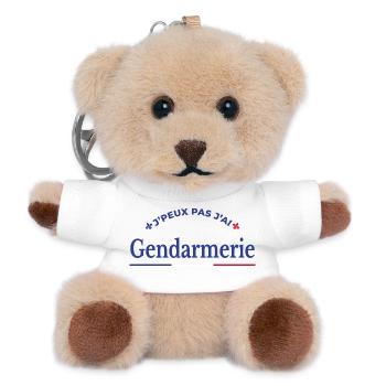 Gendarme Cadeau Humour Personnalisé - Porte-clés ourson - blanc - Devant