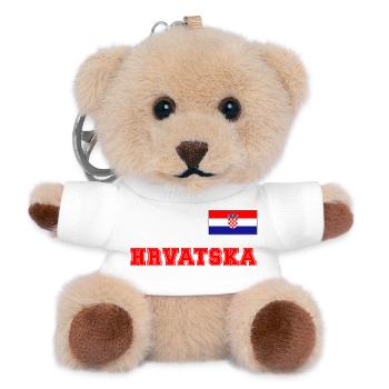 Kroatien Trikot Look – HRVATSKA mit Fahne Flagge - Teddy Schlüsselanhänger - Weiß - Vorne