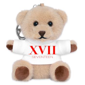 17th Birthday Gift Idea - Teddy Keyring - white - Front