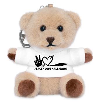 Peace Love Alligator – Funny Reptile Design - Teddy Keyring - white - Front